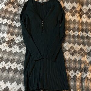 Express Dark Green Ribbed Dress